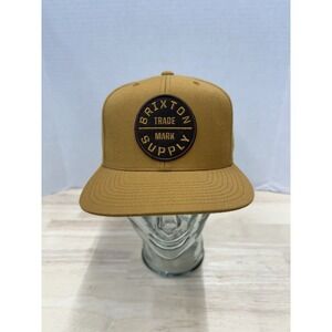 Brixton Supply Oath Trademark Snapback Hat Cap Adjustable Tan Brown - New